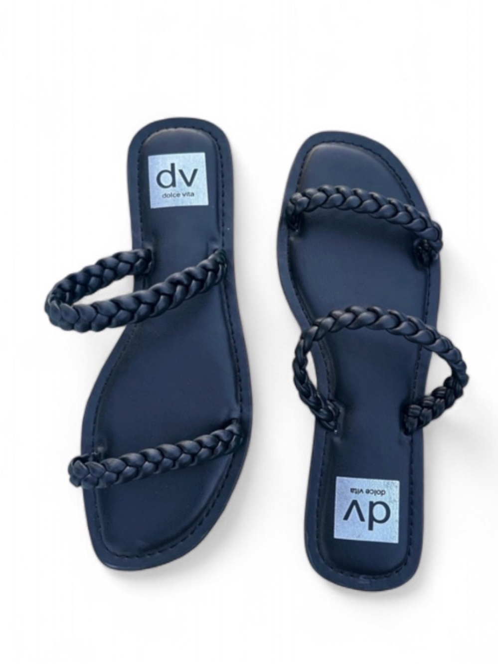 Women’s Dolce Vita Black Two Strap Braided Slide On Sandals Women’s Size 8